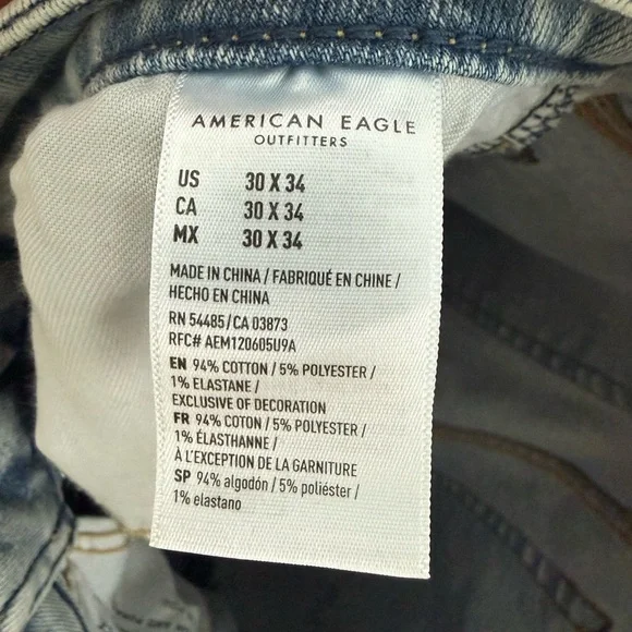 American Eagle Outfitters Original Straight Men's Faded Blue Slim Jeans - Picture 3 of 5